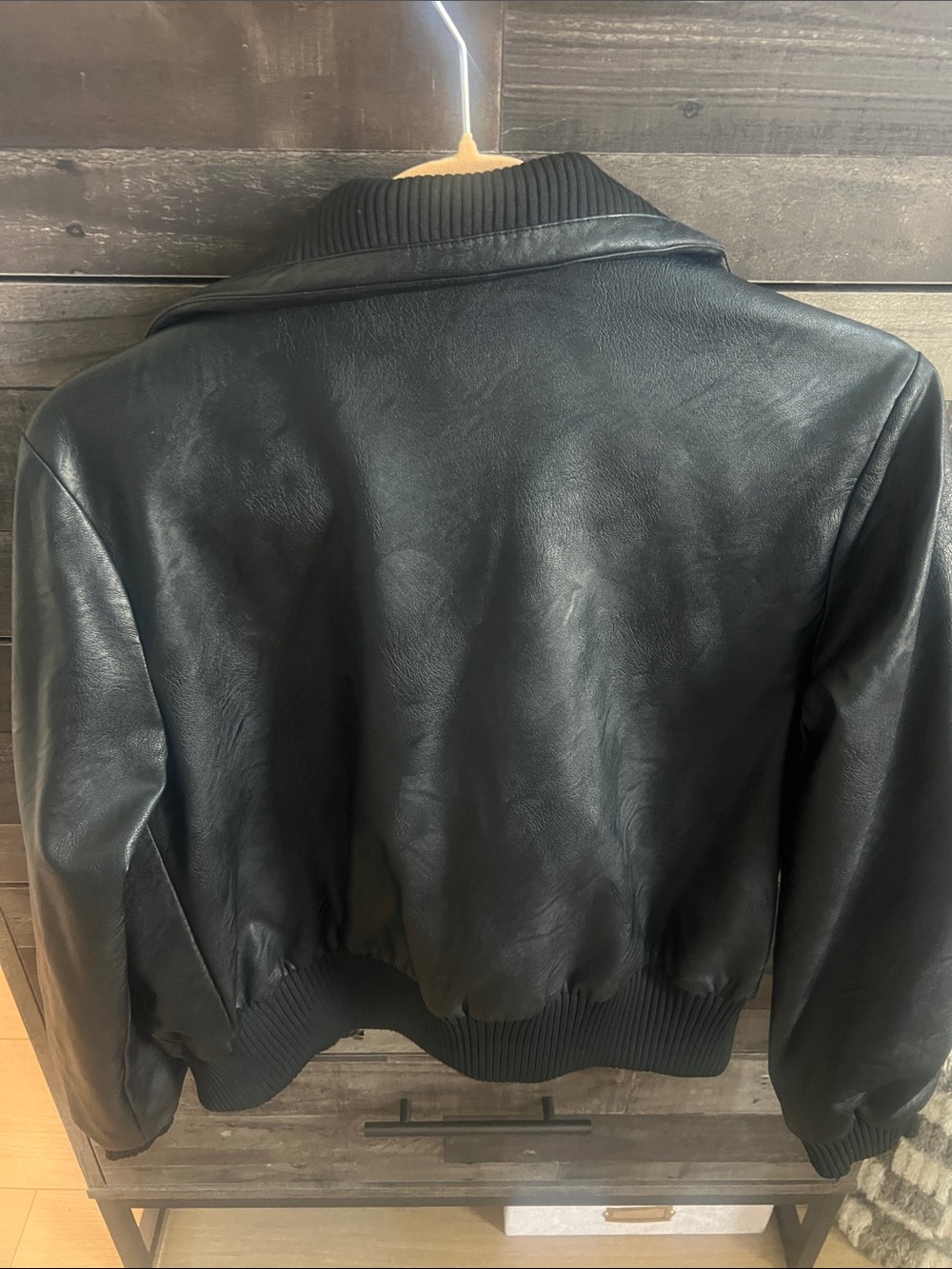 Cotton On Black Faux-Leather Bomber Jacket - Picture 4 of 4